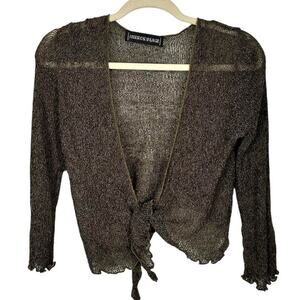 Mirror Image Brown Bronze Cropped Cardigan Style Semi Sheer Sweater One Size